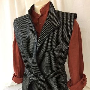 Leather-trimmed wool vintage Gucci  belted vest
